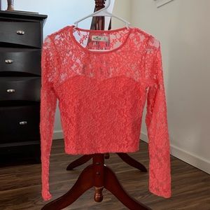 Hollister pink lace long sleeve Size S